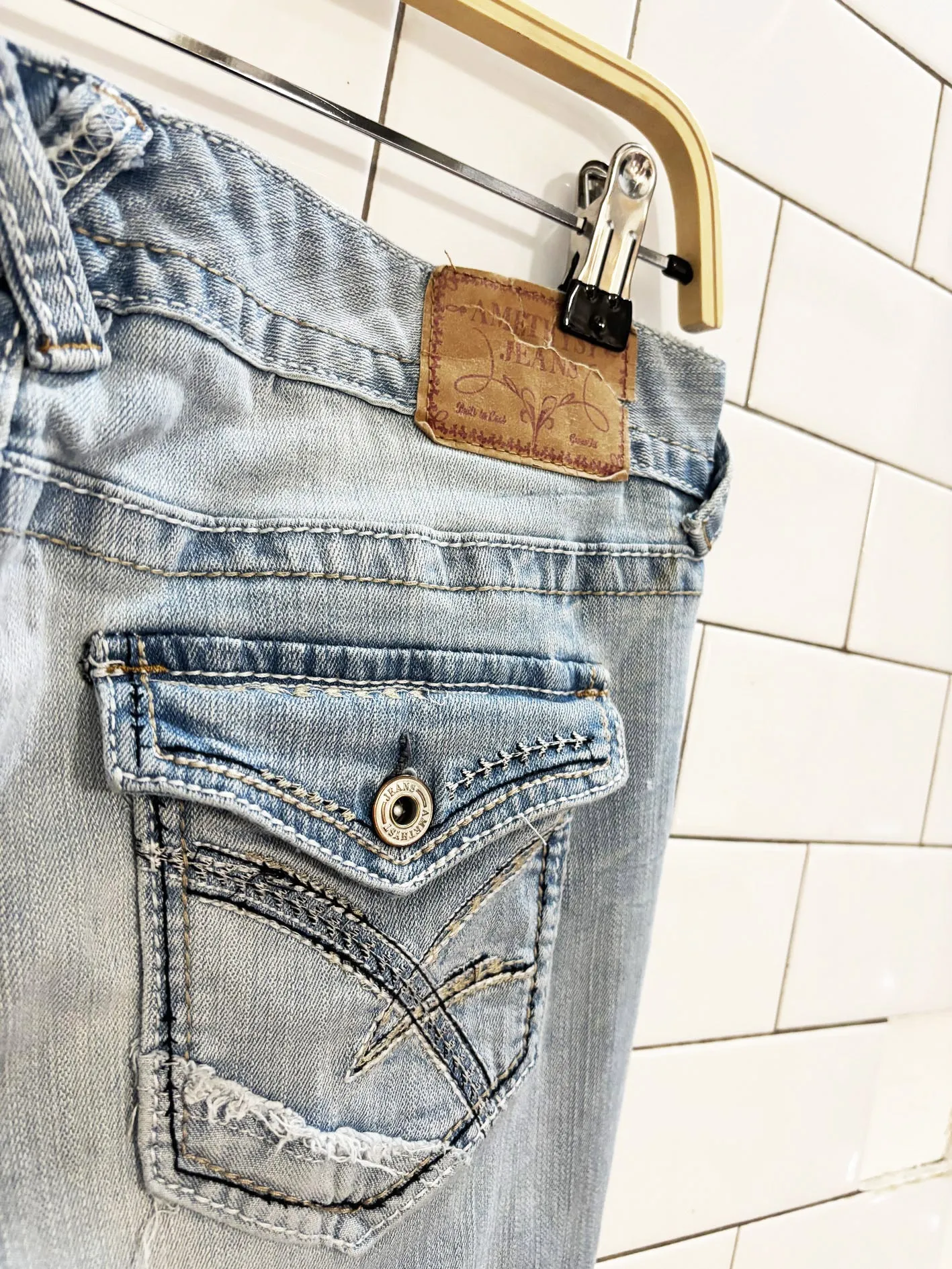 y2k amethyst low rise flare leg stretch jeans sold by Good Market Thrift Store product image thumbnail 3