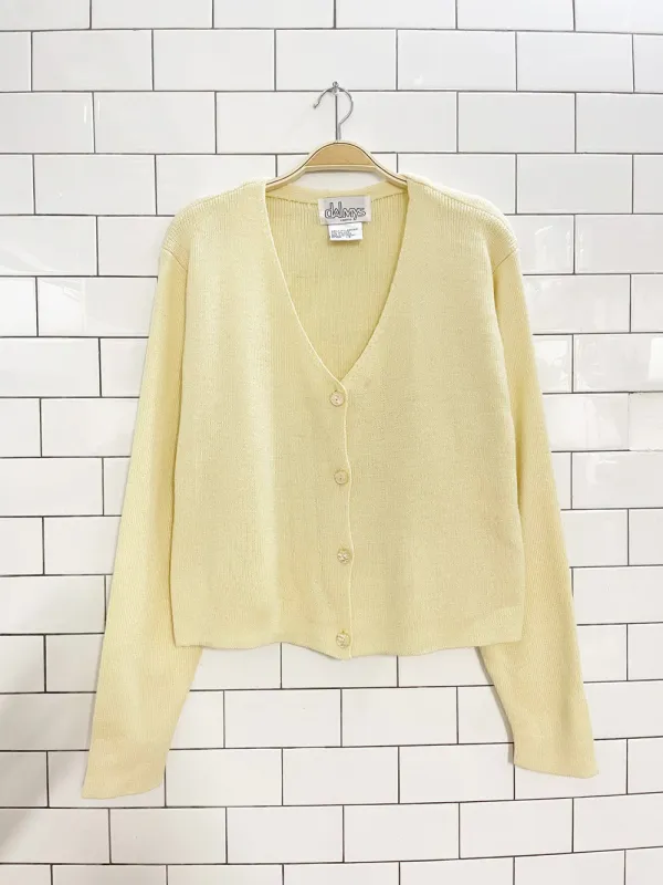 vintage dalmys wool-blend minimal knit boxy cardigan sold by Good Market Thrift Store