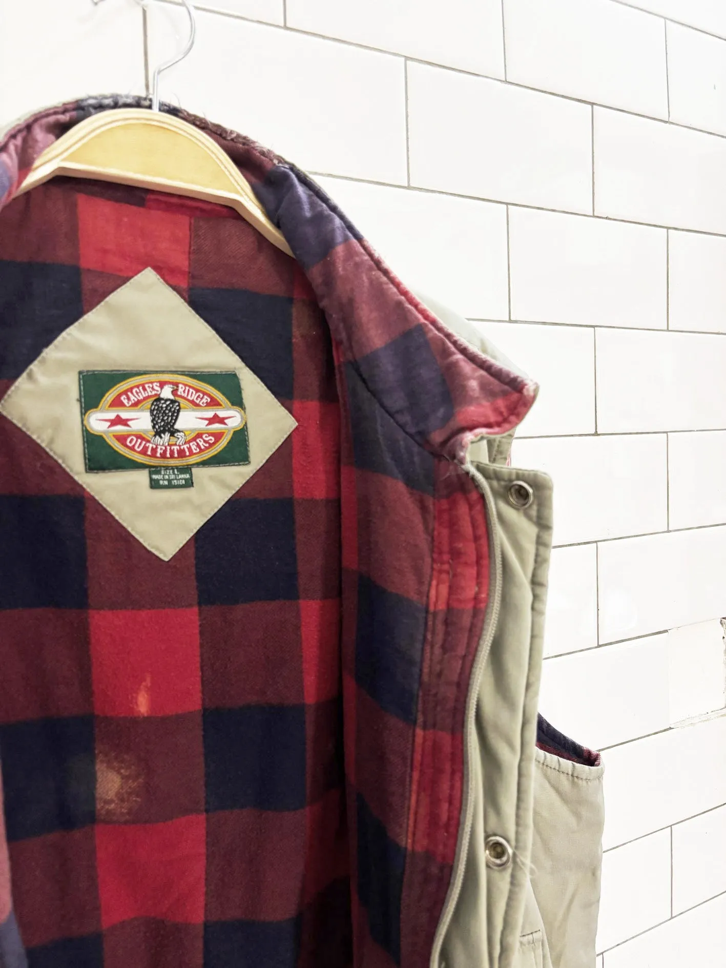 vintage 90s eagles ridge plaid-lined fisherman vest sold by Good Market Thrift Store product image thumbnail 2