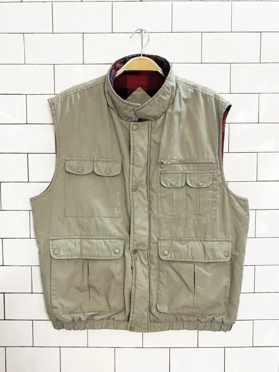 vintage 90s eagles ridge plaid-lined fisherman vest sold by Good Market Thrift Store