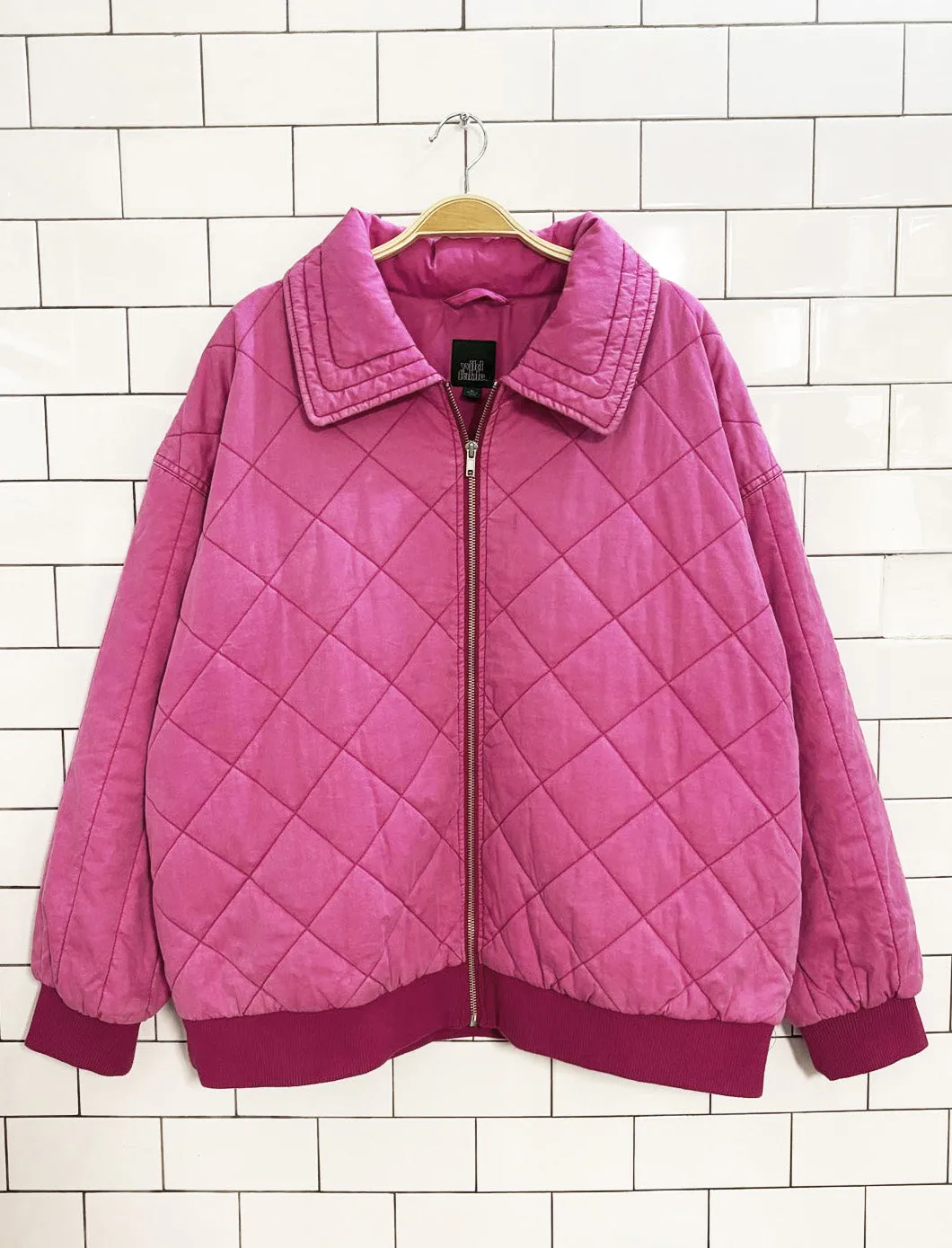 wild fable oversized quilted bomber jacket sold by Good Market Thrift Store