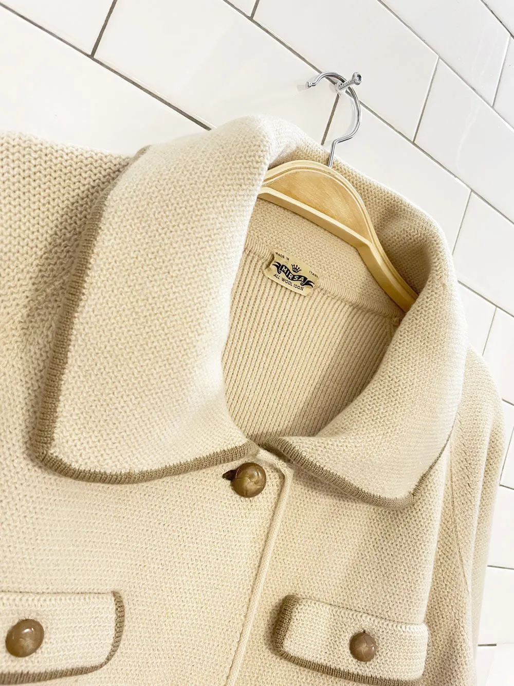 vintage 60s mirsa 100% wool short sleeve cardigan jacket | made in Italy sold by Good Market Thrift Store product image thumbnail 3