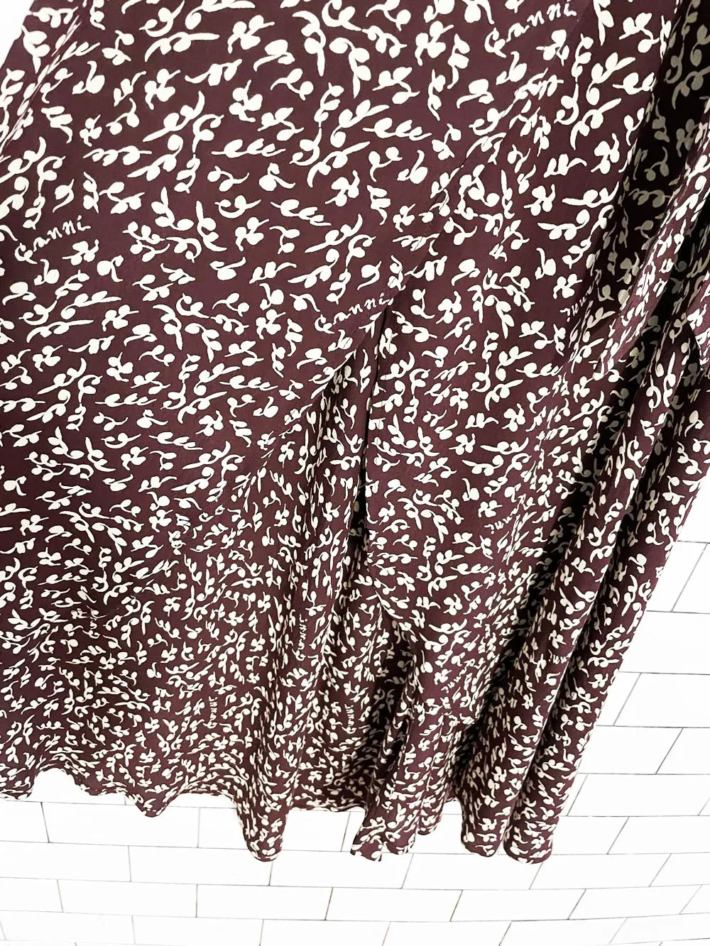 ganni micro floral printed crepe midi wrap dress sold by Good Market Thrift Store product image thumbnail 5