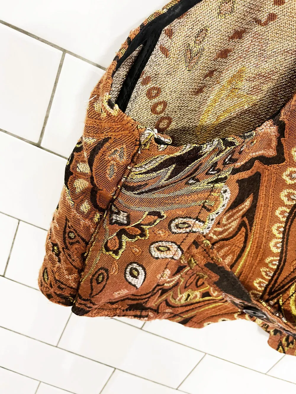 free people paris nights metallic jacquard vest top sold by Good Market Thrift Store product image thumbnail 5