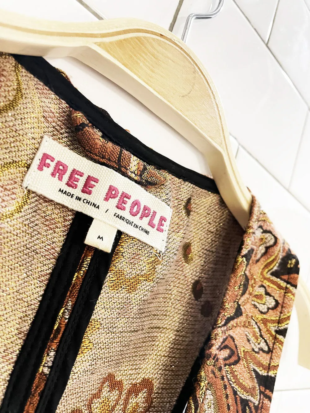 free people paris nights metallic jacquard vest top sold by Good Market Thrift Store product image thumbnail 2