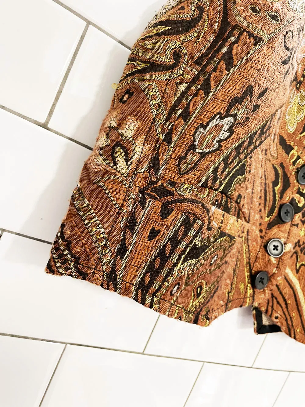 free people paris nights metallic jacquard vest top sold by Good Market Thrift Store product image thumbnail 3