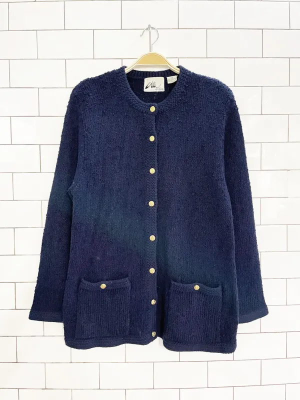 vintage 60s willi of california boucle knit pocket cardigan sold by Good Market Thrift Store