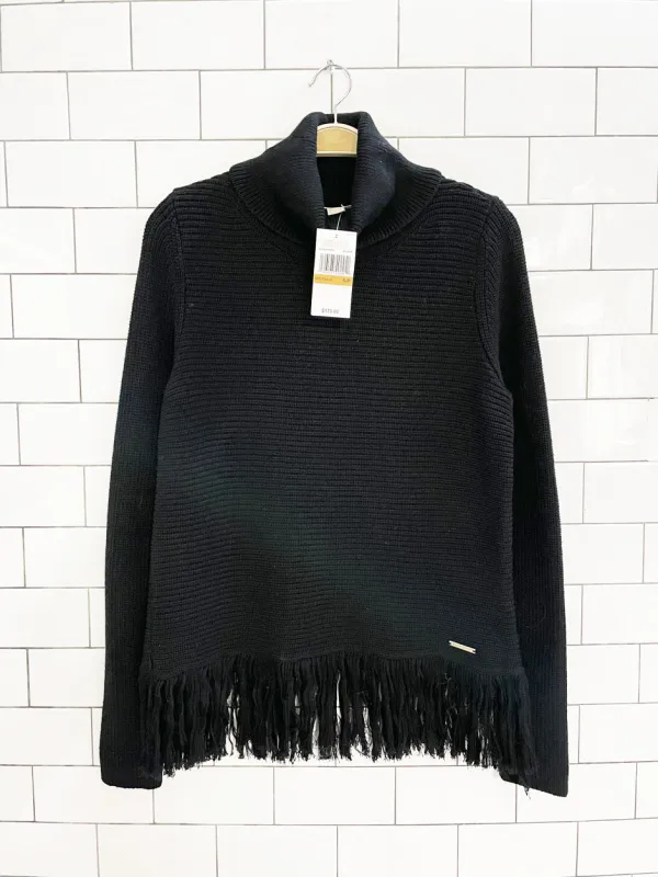 nwt michael kors fringe hem knit turtleneck sweater sold by Good Market Thrift Store