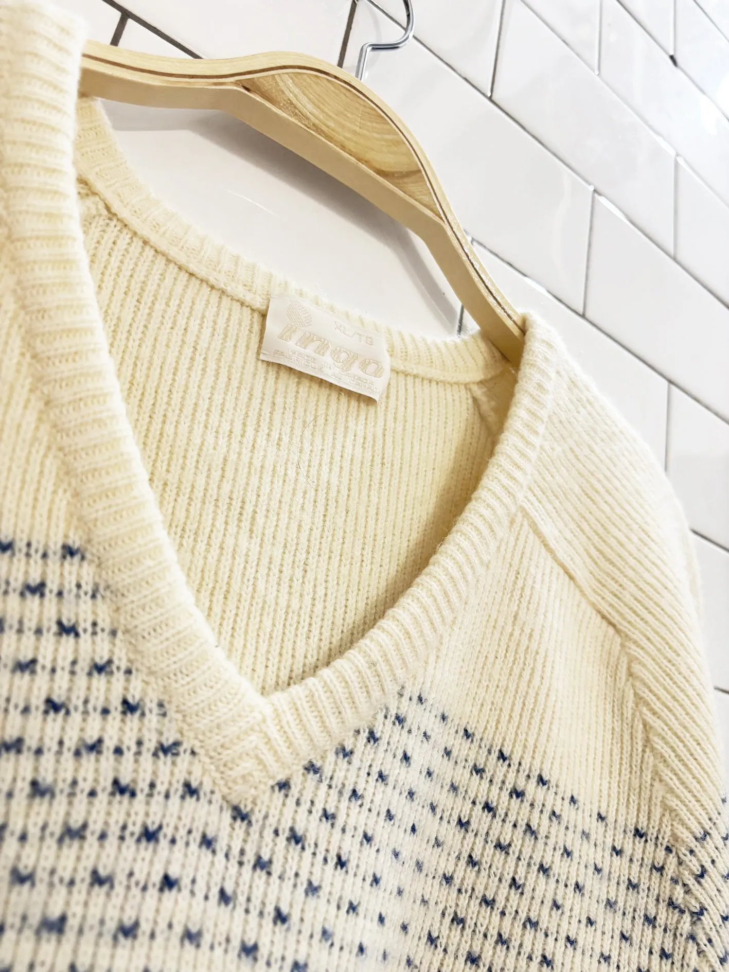 vintage 90s ingo wool blend v-neck sweater sold by Good Market Thrift Store product image thumbnail 2