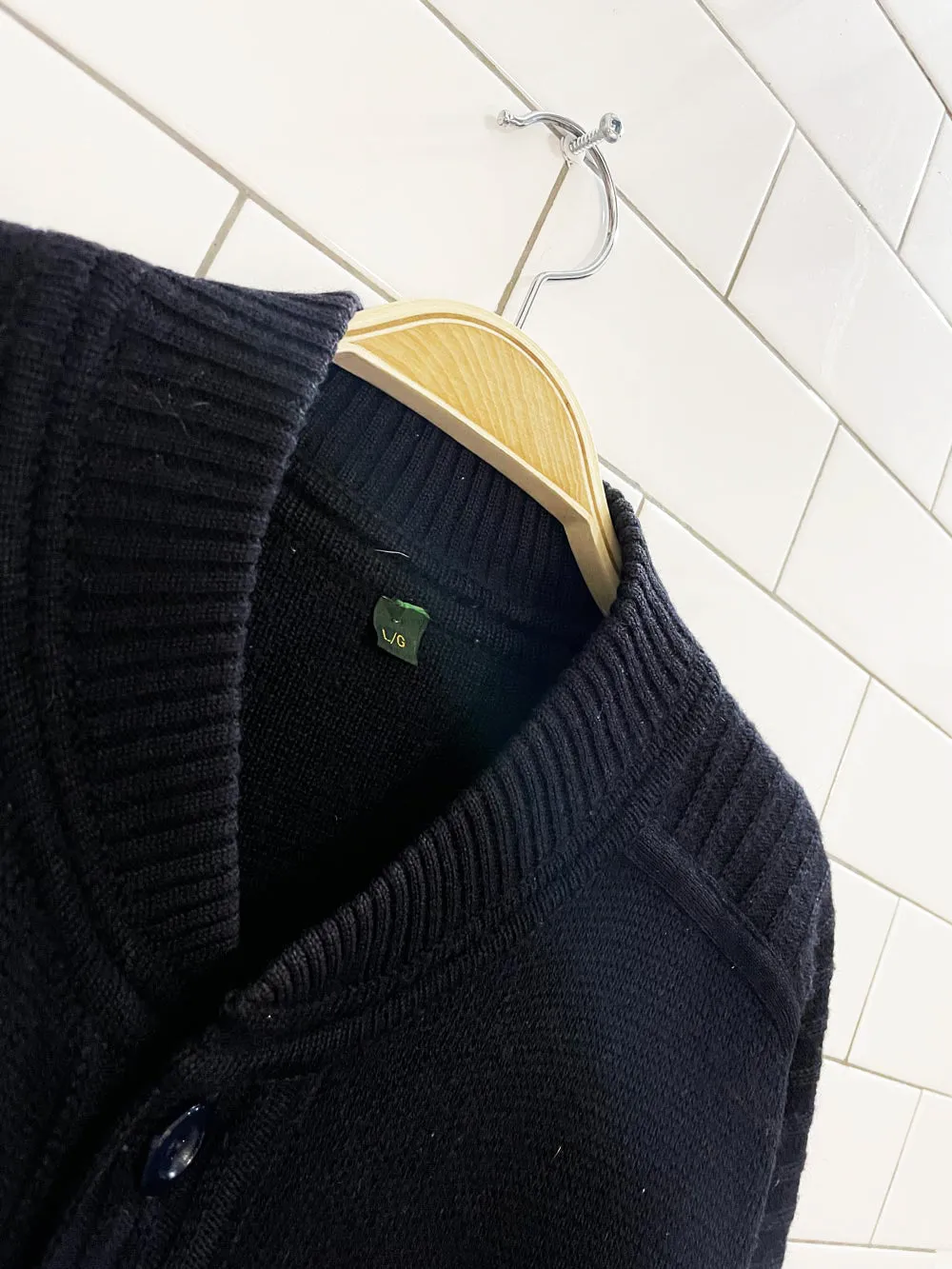 vintage wool-blend ribbed yoke cardigan sweater jacket sold by Good Market Thrift Store product image thumbnail 4