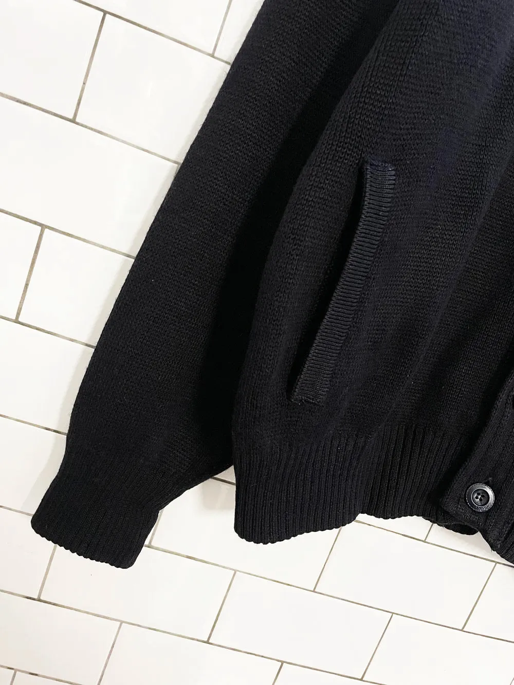 vintage wool-blend ribbed yoke cardigan sweater jacket sold by Good Market Thrift Store product image thumbnail 5