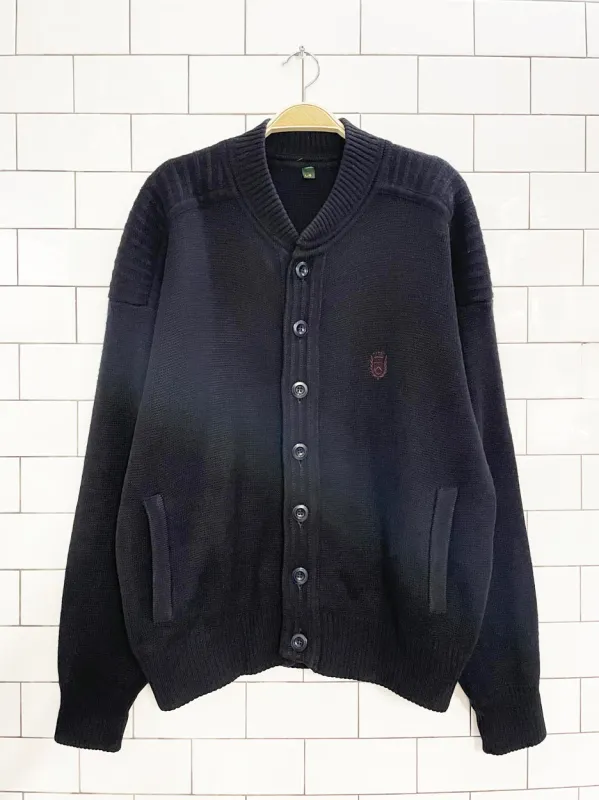 vintage wool-blend ribbed yoke cardigan sweater jacket sold by Good Market Thrift Store