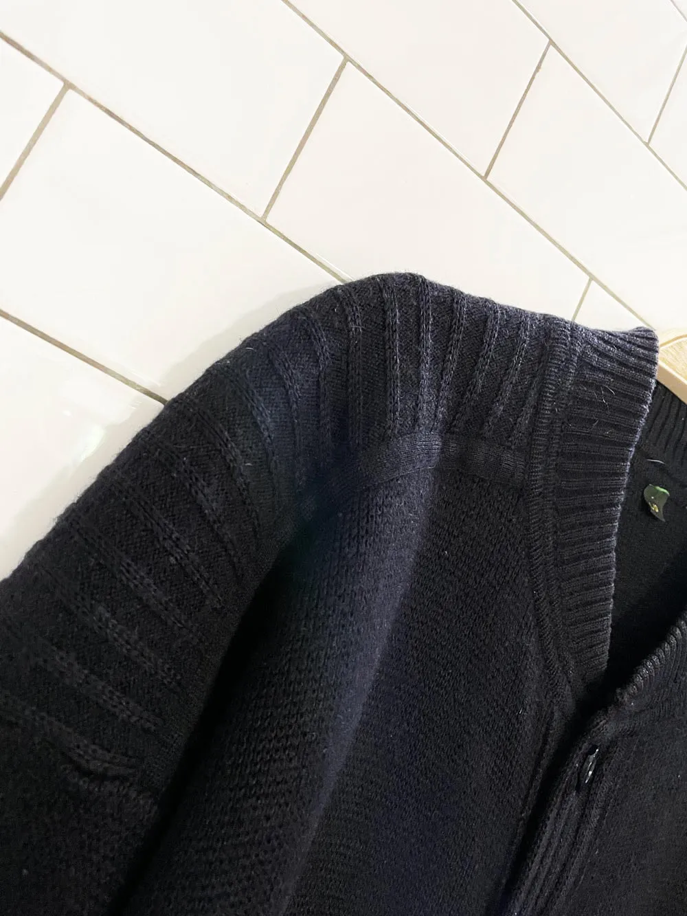 vintage wool-blend ribbed yoke cardigan sweater jacket sold by Good Market Thrift Store product image thumbnail 2