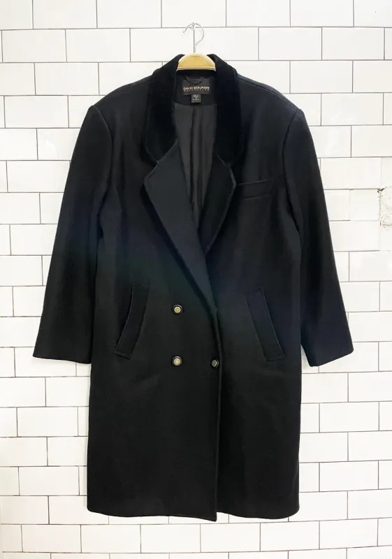 vintage david benjamin 100% wool suede collar double breasted overcoat sold by Good Market Thrift Store