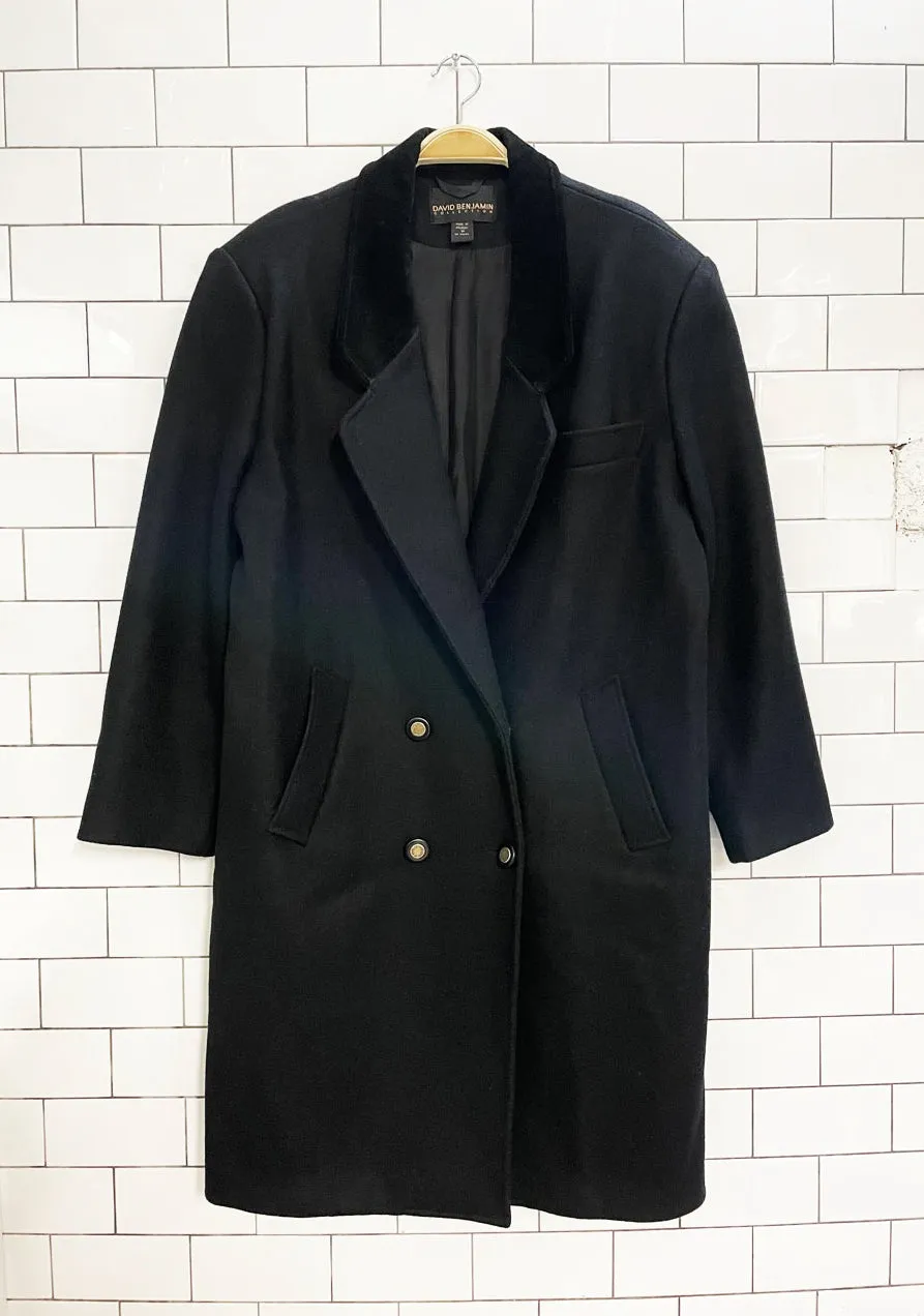 vintage david benjamin 100% wool suede collar double breasted overcoat sold by Good Market Thrift Store