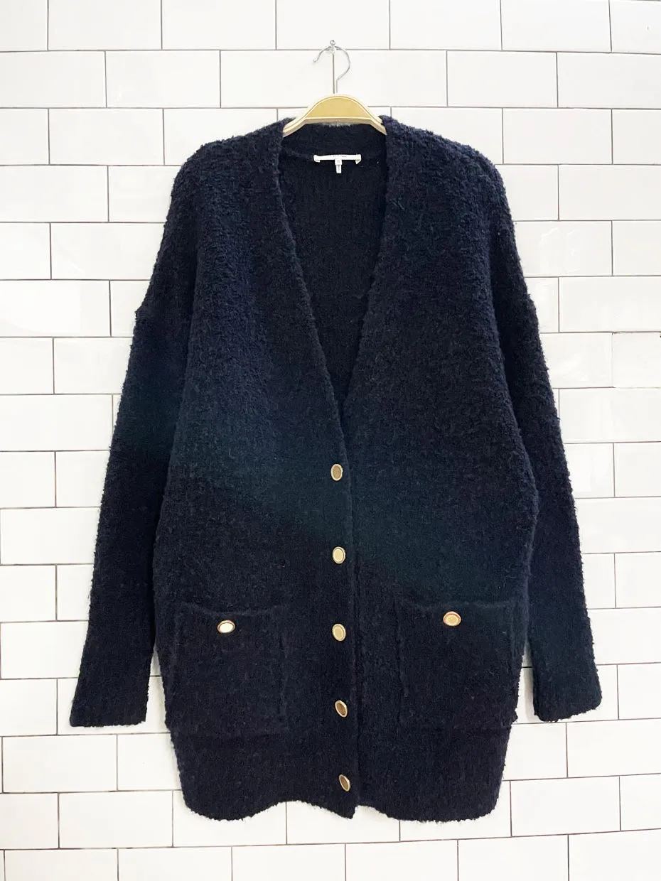 frame wool-alpaca boucle chunky knit boyfriend cardigan sold by Good Market Thrift Store