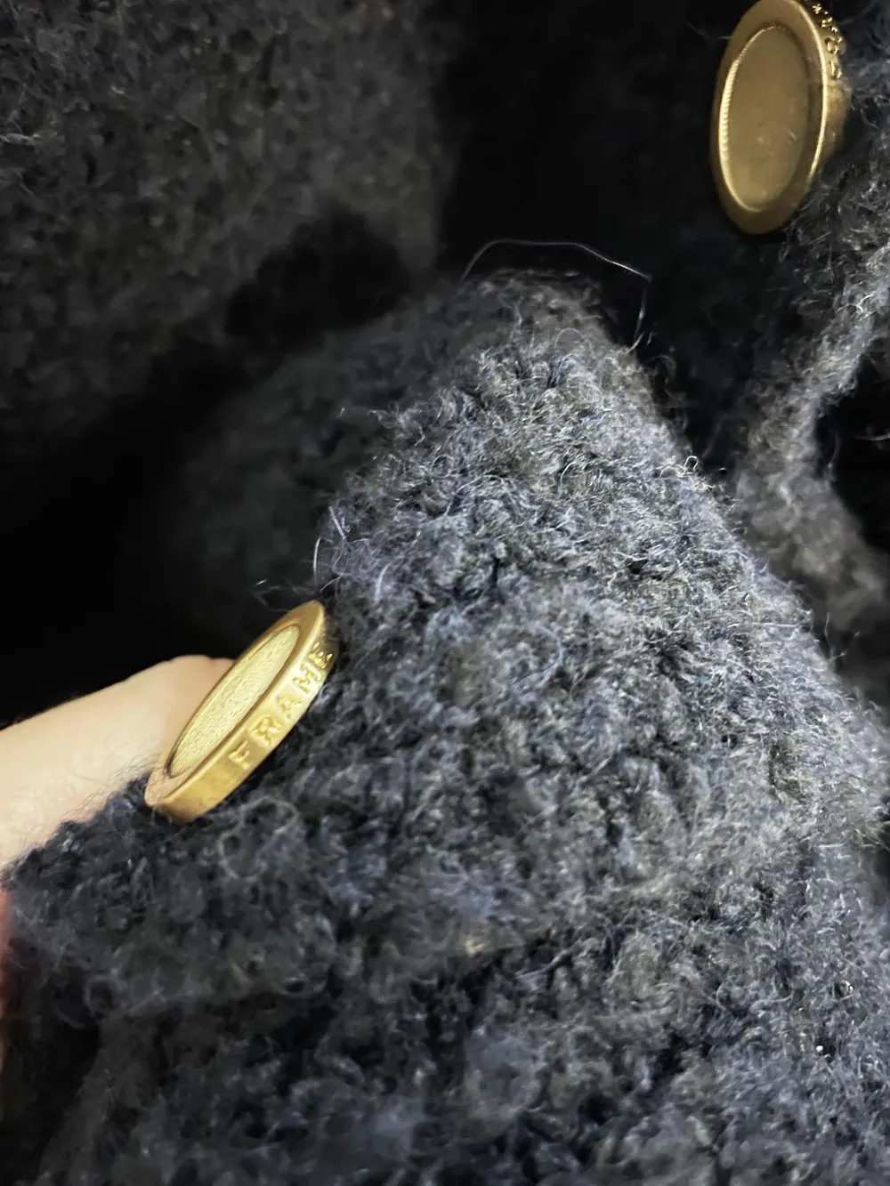 frame wool-alpaca boucle chunky knit boyfriend cardigan sold by Good Market Thrift Store product image thumbnail 3