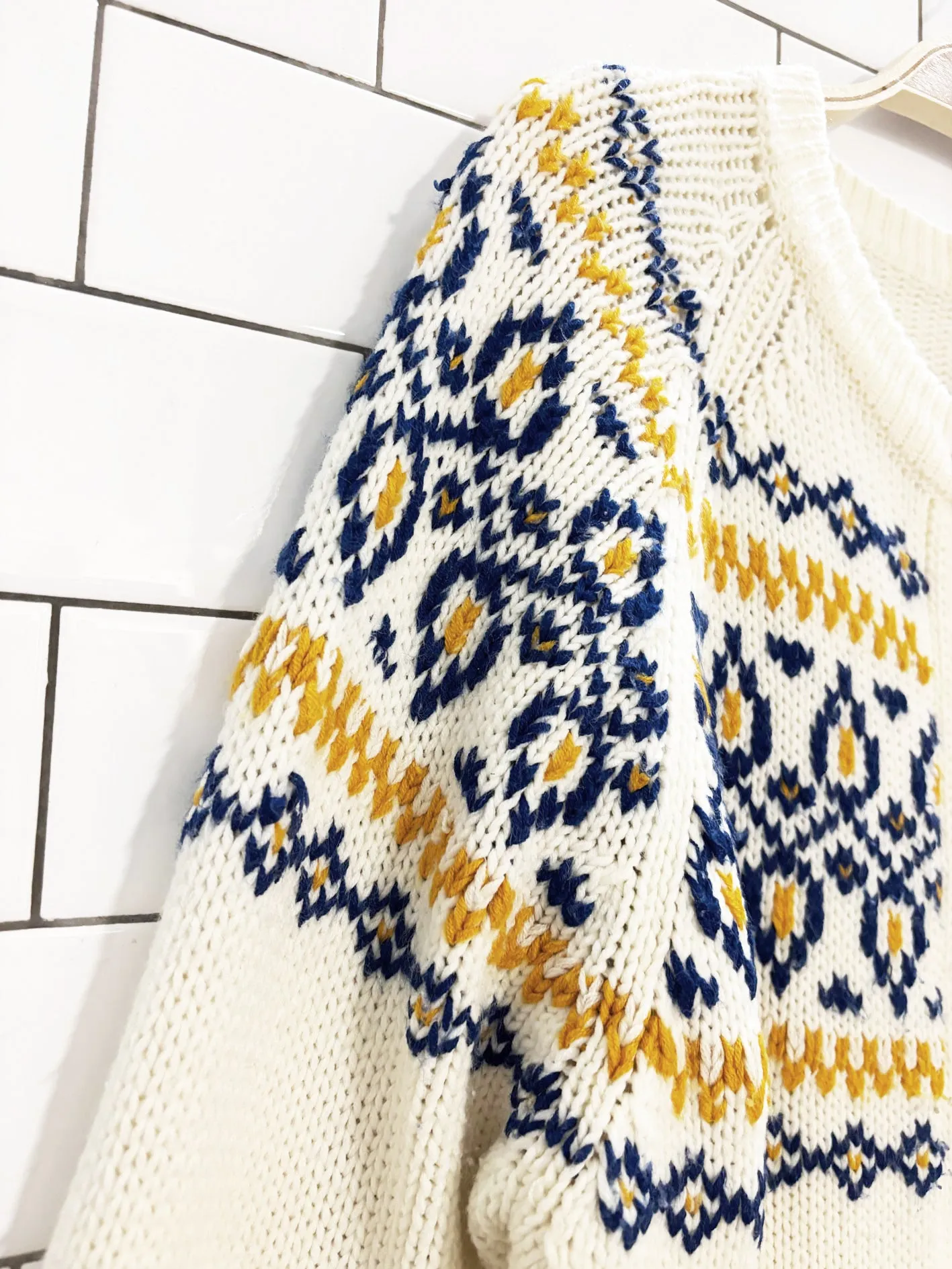 vintage 70s fair isle loose knit cardigan | miwon sold by Good Market Thrift Store product image thumbnail 2