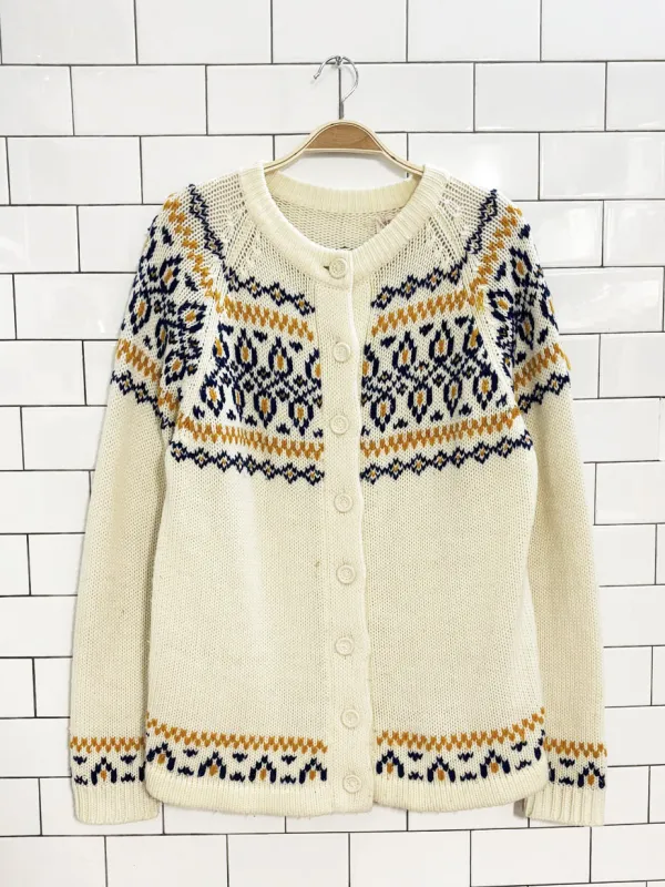 vintage 70s fair isle loose knit cardigan | miwon sold by Good Market Thrift Store