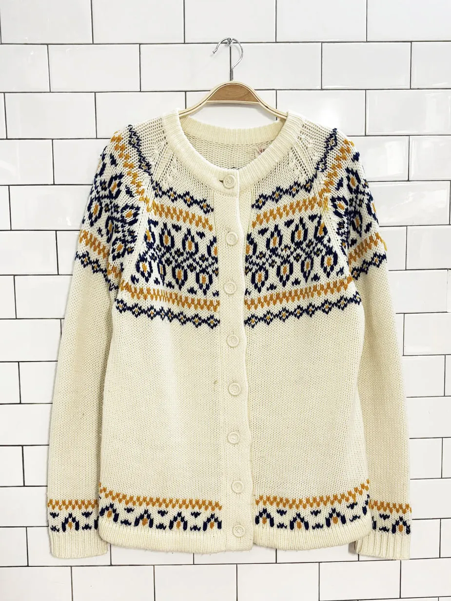 vintage 70s fair isle loose knit cardigan | miwon sold by Good Market Thrift Store