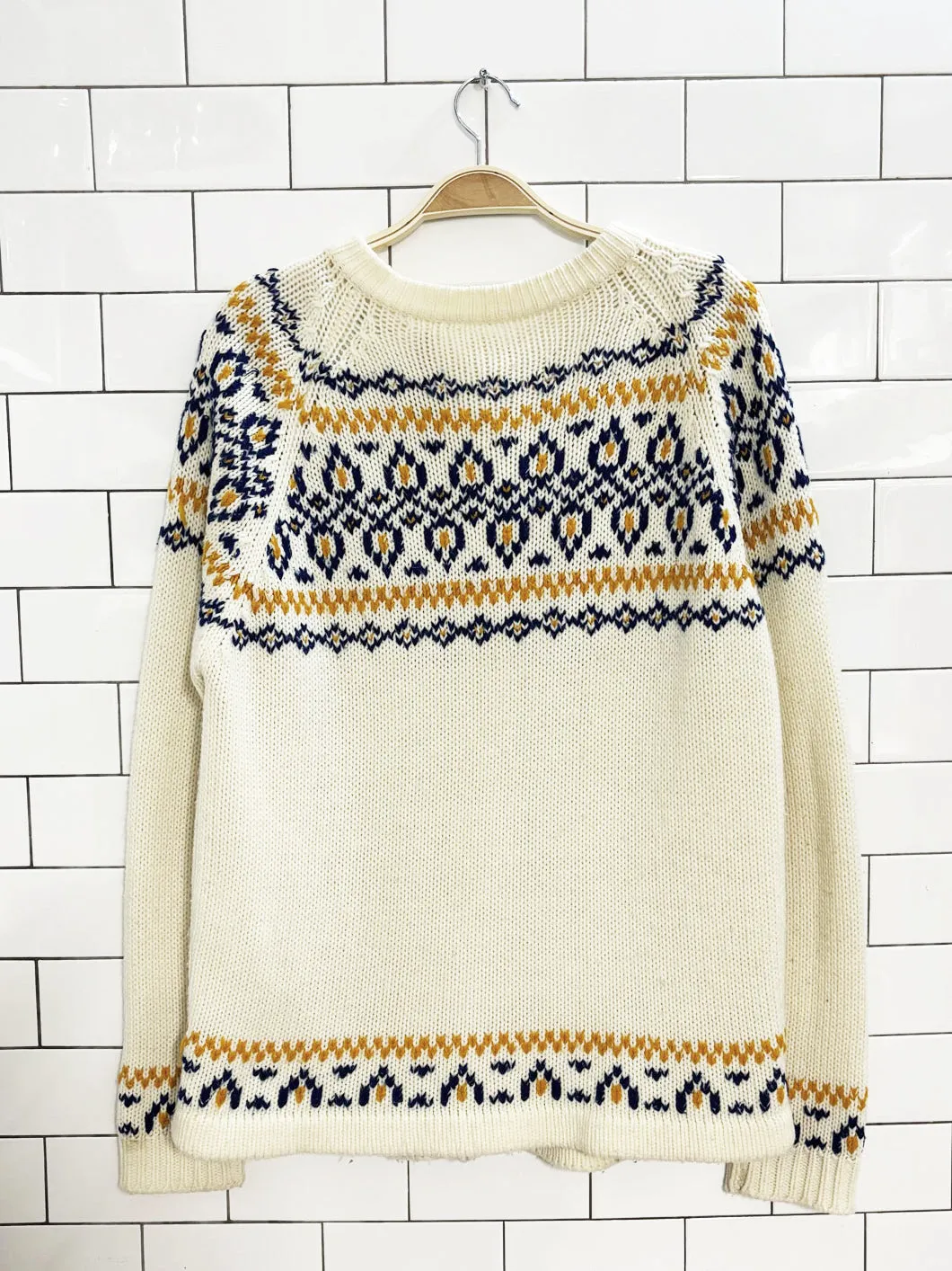 vintage 70s fair isle loose knit cardigan | miwon sold by Good Market Thrift Store product image thumbnail 4