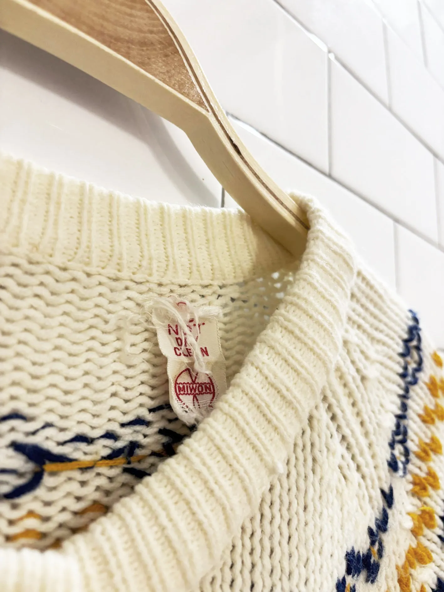 vintage 70s fair isle loose knit cardigan | miwon sold by Good Market Thrift Store product image thumbnail 3