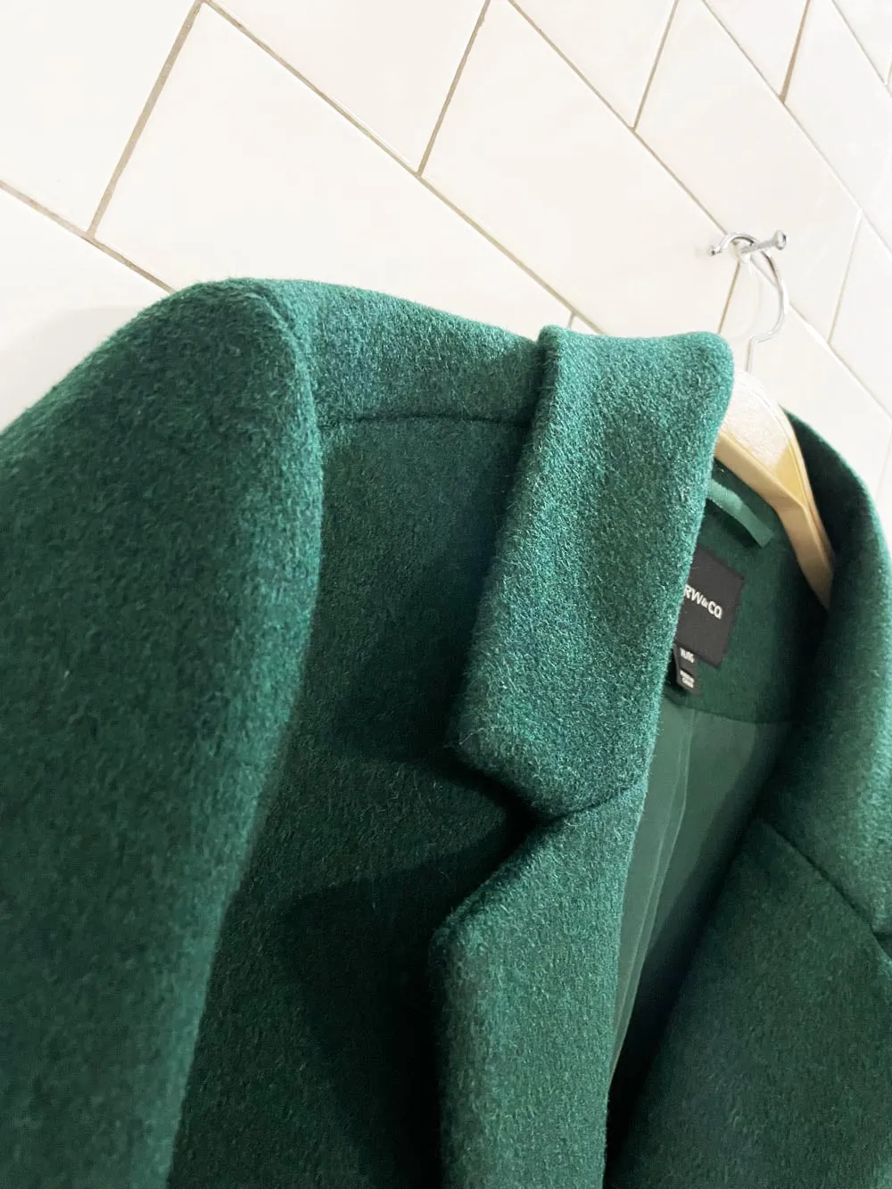 rw&co wool-blend single button overcoat | forest green sold by Good Market Thrift Store product image thumbnail 2