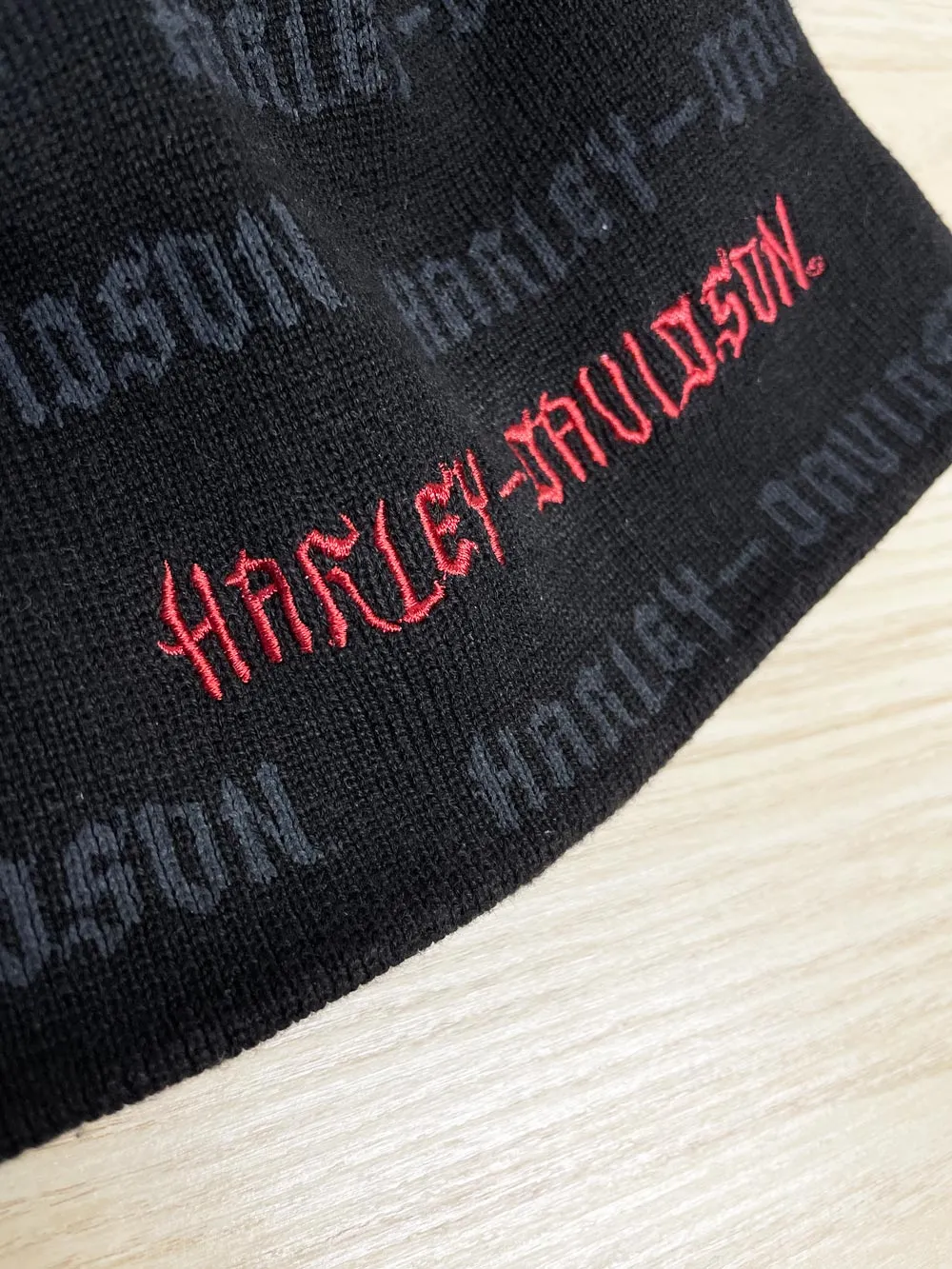 y2k harley davidson reversible knit beanie sold by Good Market Thrift Store product image thumbnail 3