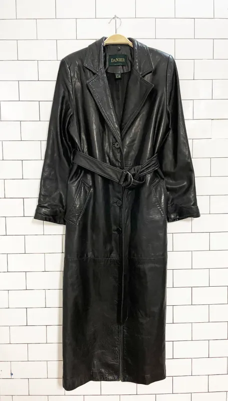 vintage 90s danier butter leather belted trench coat | lambskin sold by Good Market Thrift Store