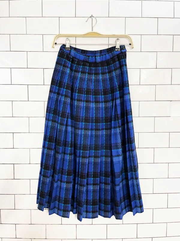 vintage 80s pendleton 100% wool plaid pleated midi skirt | made in USA sold by Good Market Thrift Store
