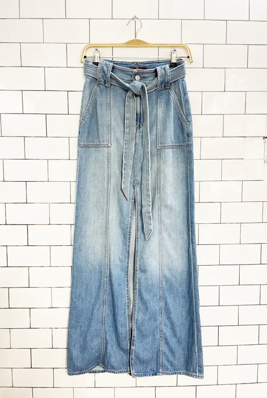 7 for all mankind belted denim maxi skirt sold by Good Market Thrift Store