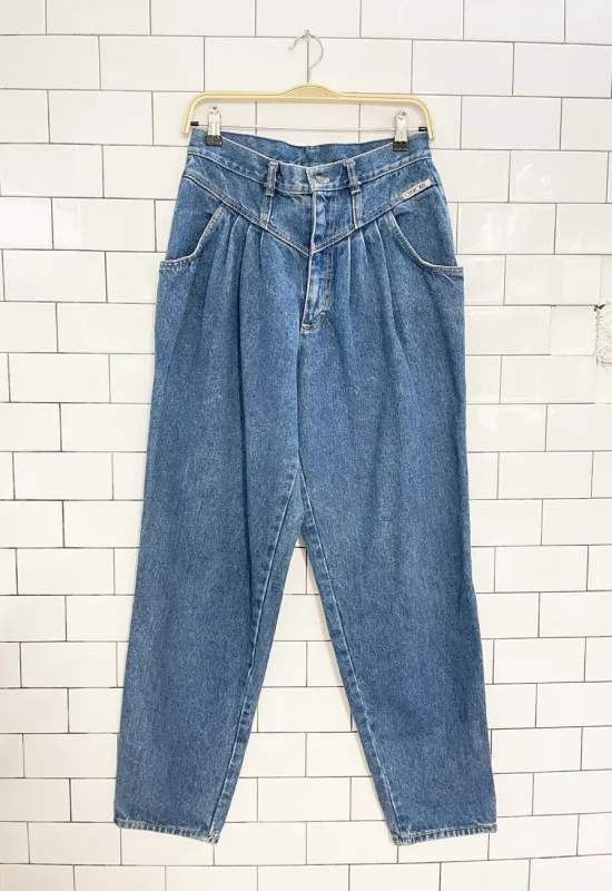 vintage 80s cherokee basque waist pleated high rise jeans | made in USA sold by Good Market Thrift Store