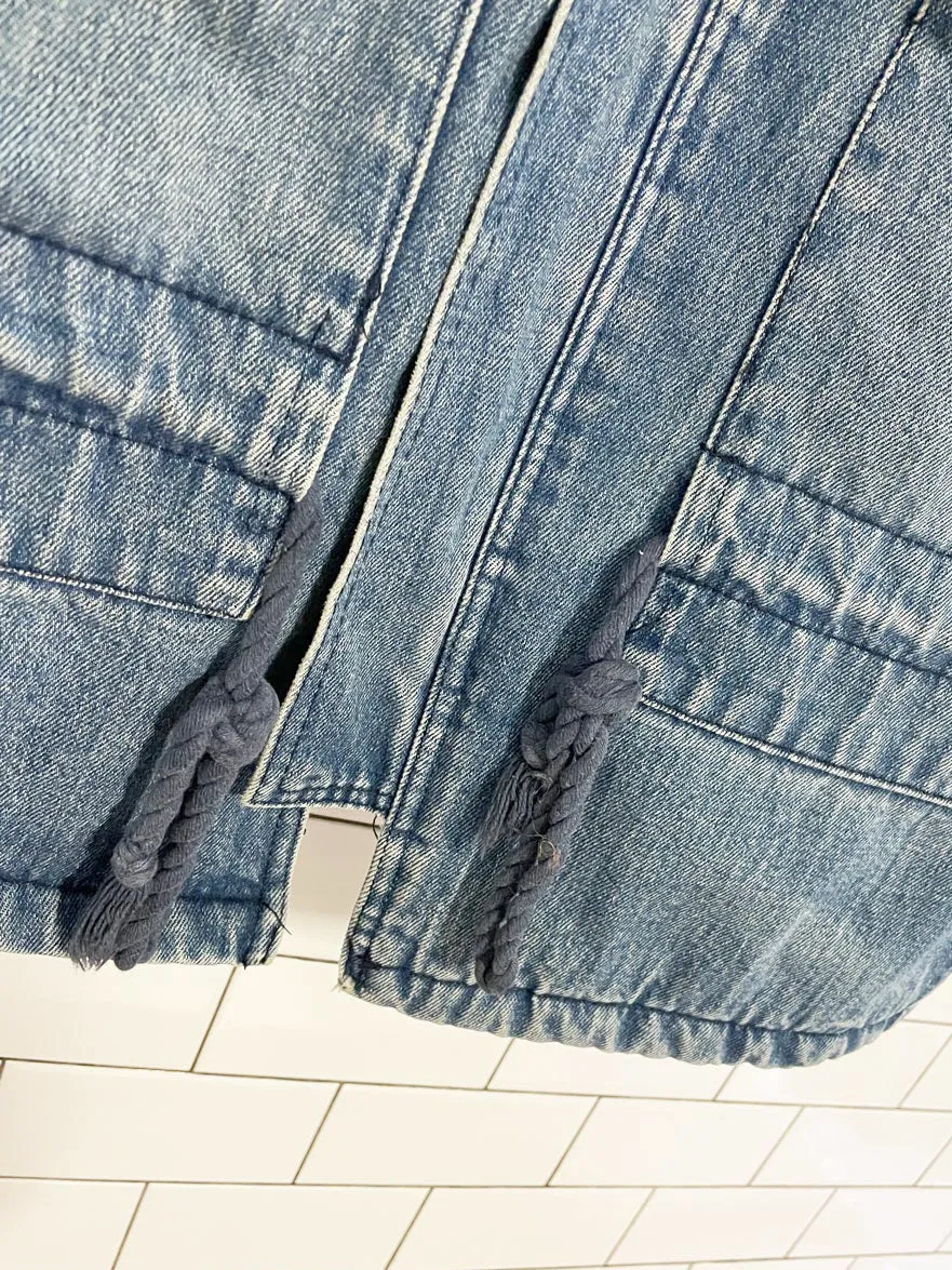 vintage 90s bebe furrrina ltd. sherpa lined hooded denim parka sold by Good Market Thrift Store product image thumbnail 3