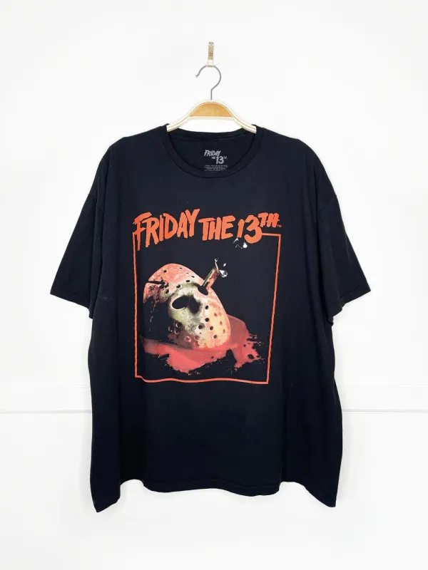 friday the 13th jason's mask horror graphic tee | halloween sold by Good Market Thrift Store