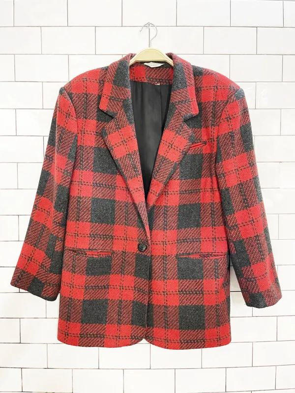 vintage 80s ego wool-blend tweed plaid blazer sold by Good Market Thrift Store