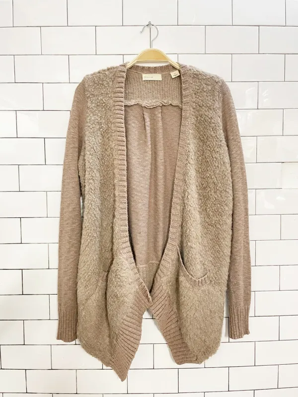 sleeping on snow wool-blend slubby boucle open knit cardigan | anthropologie sold by Good Market Thrift Store
