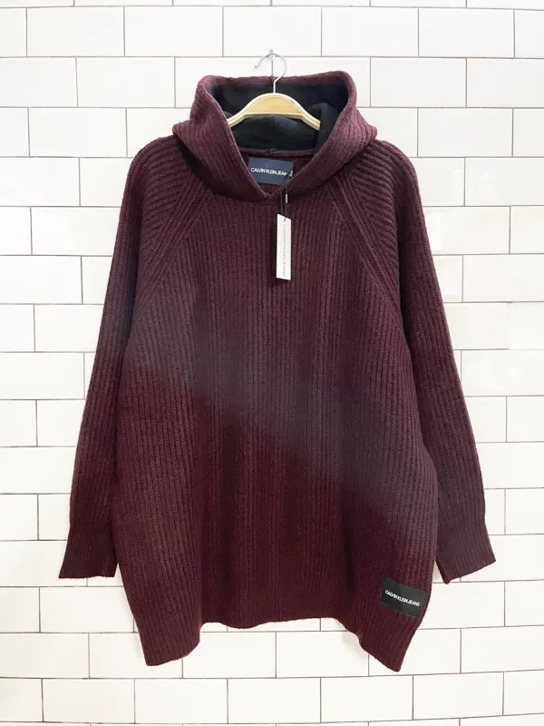 nwt calvin klein wool-blend knit hoodie sold by Good Market Thrift Store