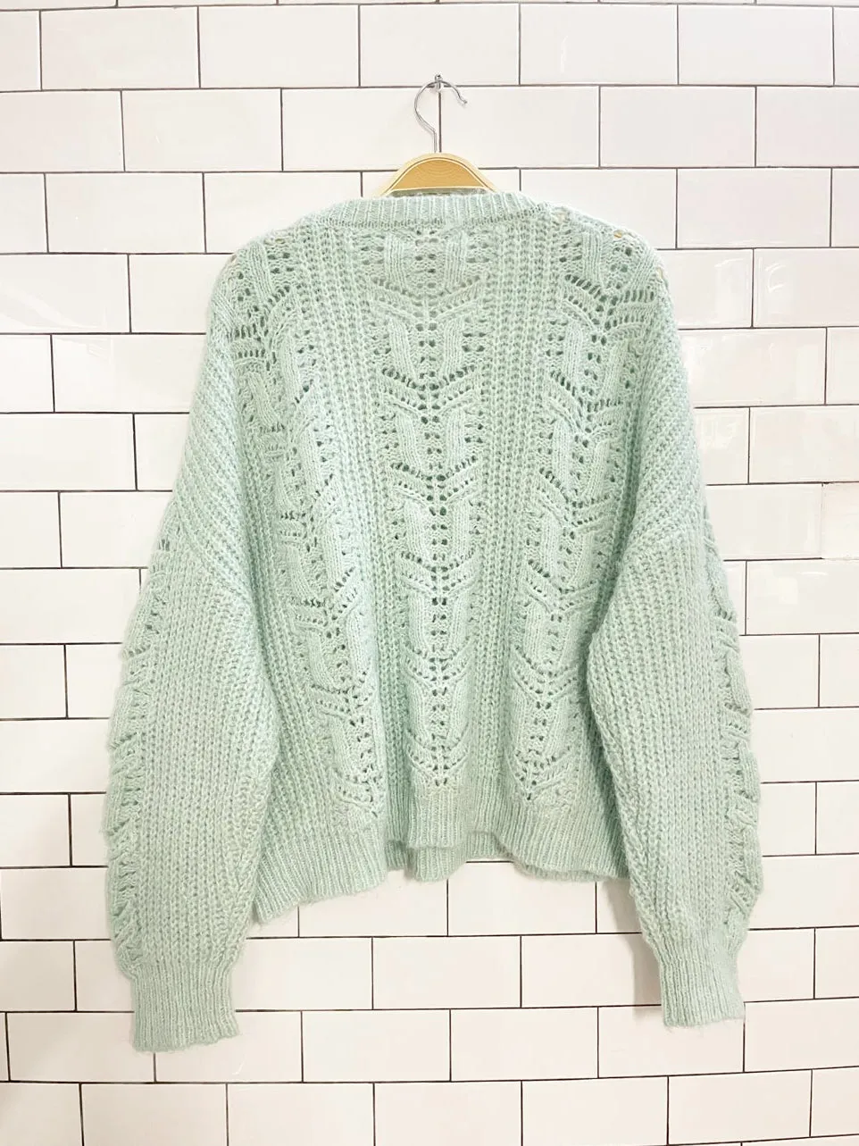 ruby moon wool-blend pointelle chunky knit sweater sold by Good Market Thrift Store product image thumbnail 4