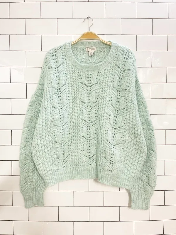 ruby moon wool-blend pointelle chunky knit sweater sold by Good Market Thrift Store