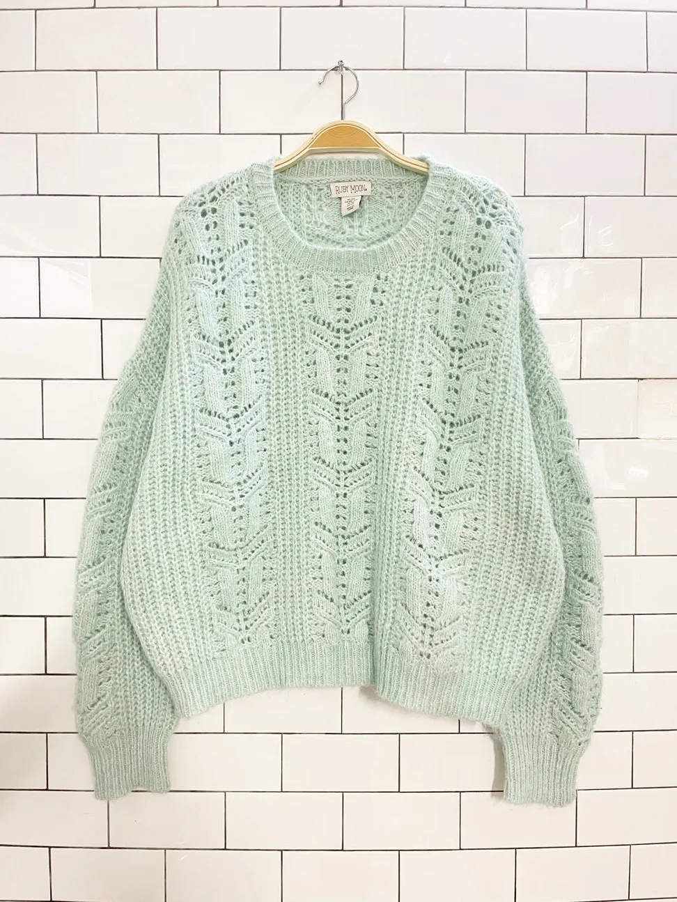 ruby moon wool-blend pointelle chunky knit sweater sold by Good Market Thrift Store