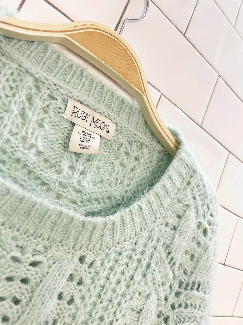 ruby moon wool-blend pointelle chunky knit sweater sold by Good Market Thrift Store product image thumbnail 2