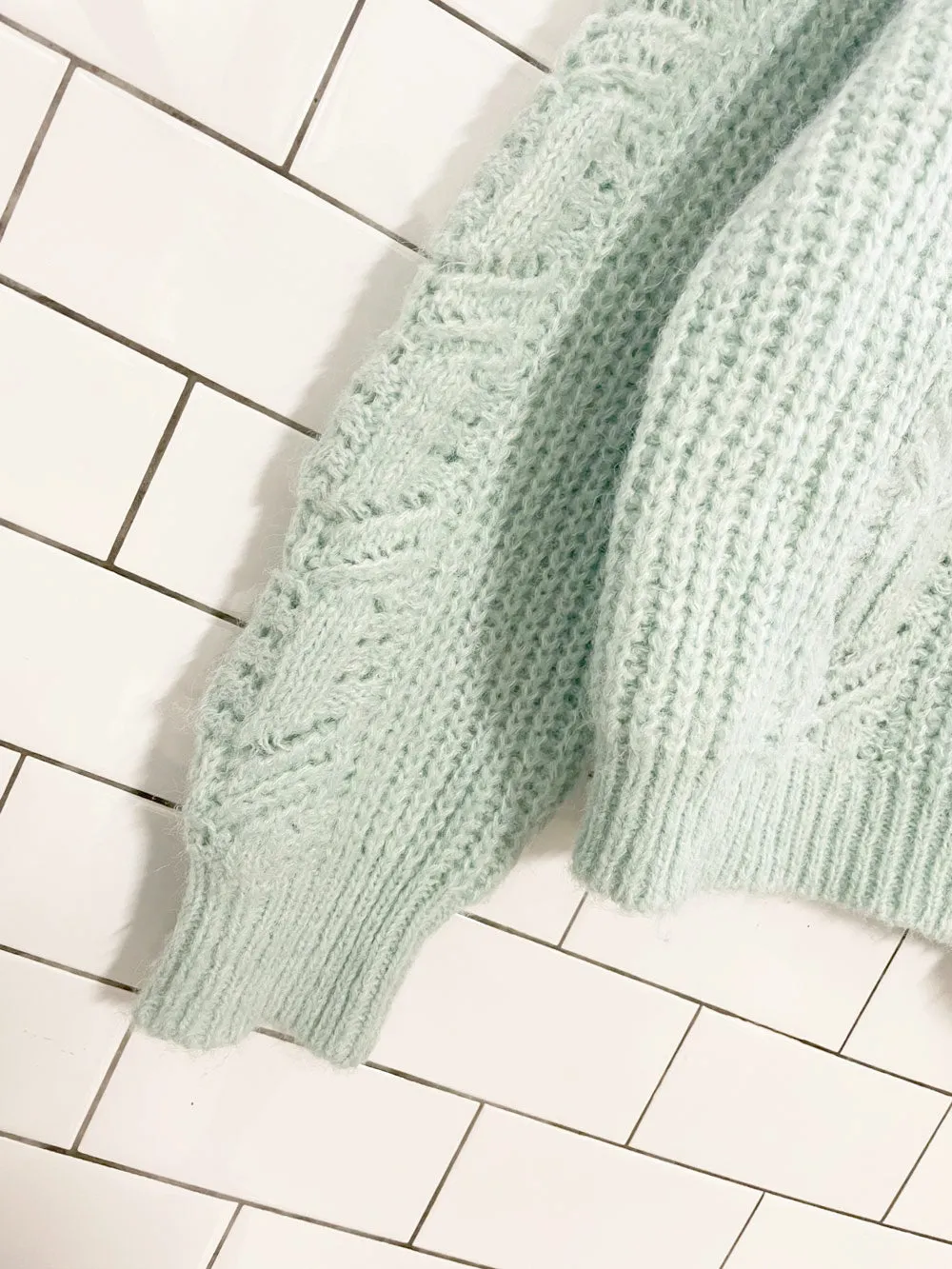 ruby moon wool-blend pointelle chunky knit sweater sold by Good Market Thrift Store product image thumbnail 3