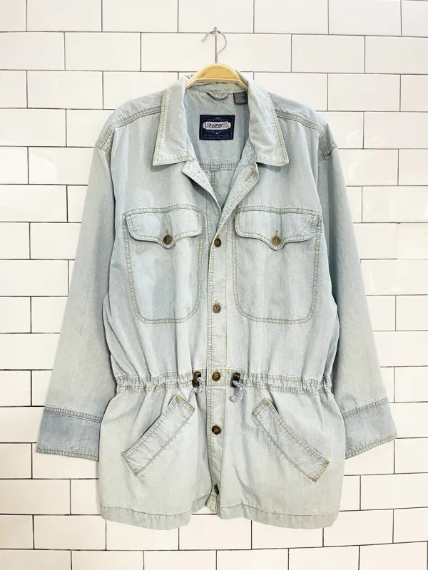 vintage 80s lizwear drawstring denim jacket | liz claiborne sold by Good Market Thrift Store