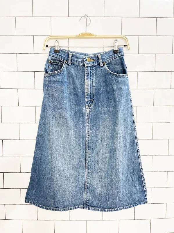 vintage ll bean denim knee-length skirt | made in USA sold by Good Market Thrift Store
