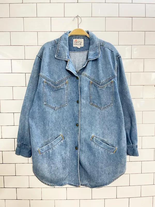 vintage 90s kathy davis western denim snap button shirt jacket sold by Good Market Thrift Store