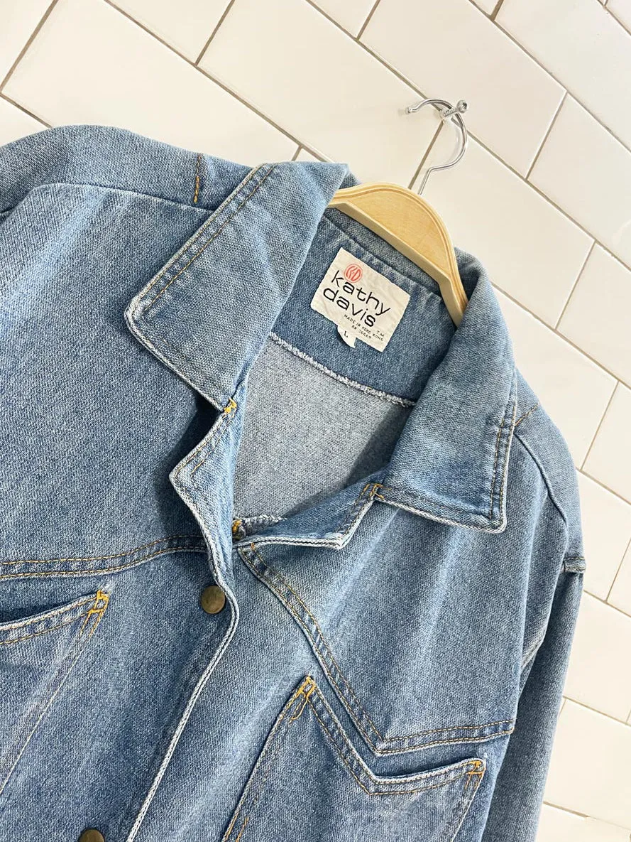 vintage 90s kathy davis western denim snap button shirt jacket sold by Good Market Thrift Store product image thumbnail 3