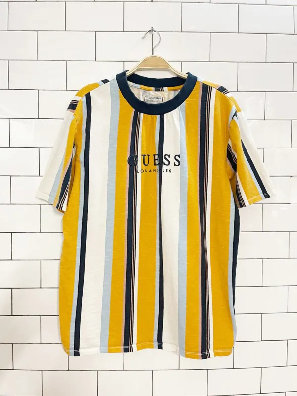 y2k guess embroidered logo striped tee sold by Good Market Thrift Store