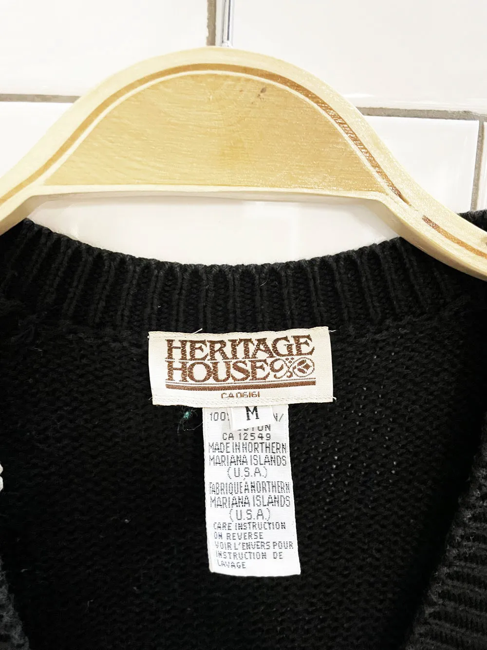 vintage 90s heritage house daisy knit short sleeve cardigan | made in USA sold by Good Market Thrift Store product image thumbnail 3