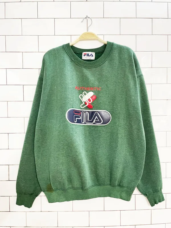 vintage 90s fila leatherette logo sweatshirt | made in Italy sold by Good Market Thrift Store
