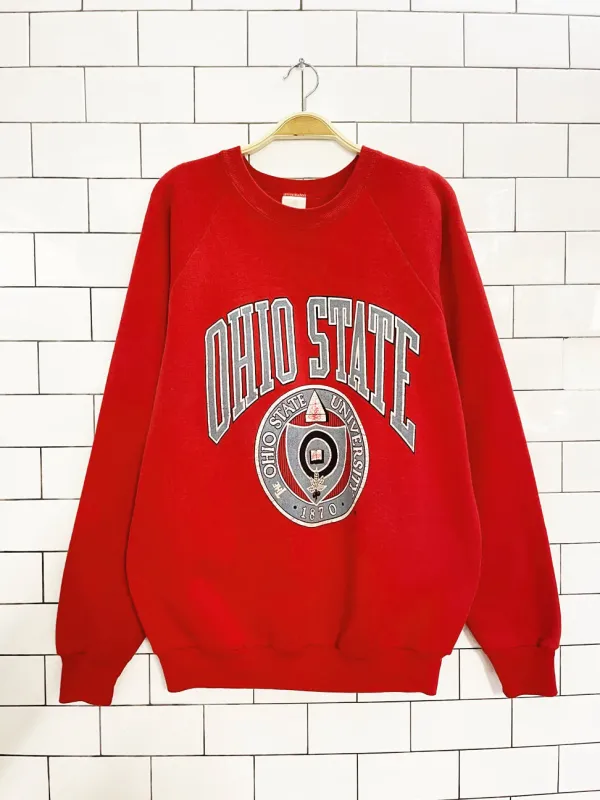 vintage 80s ohio state collegiate raglan sweatshirt sold by Good Market Thrift Store